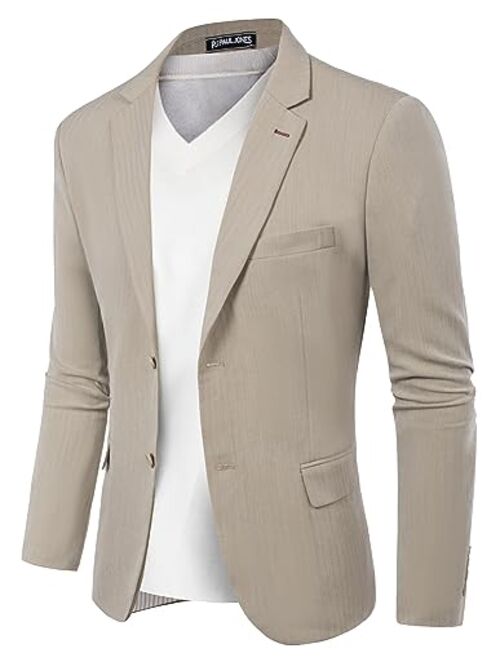 PJ PAUL JONES Mens Blazer Jacket Casual Herringbone Suit Jacket 2 Buttons Sports Coats for Wedding