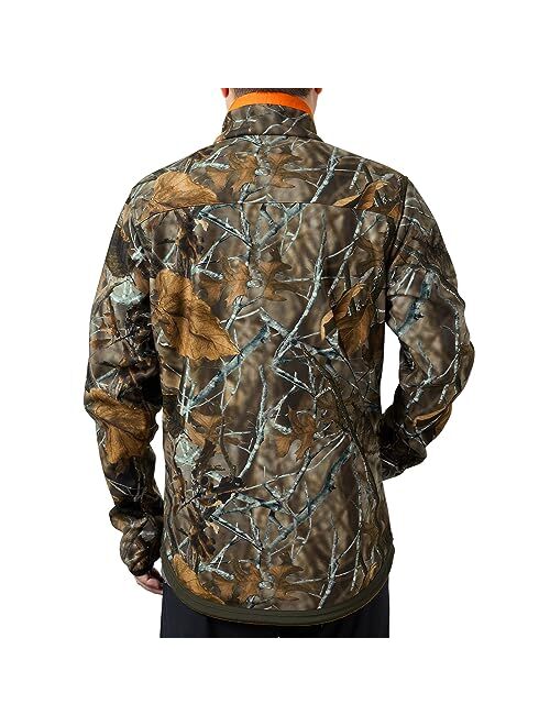 BASSDASH Mens Reversible Insulated Hunting Jacket Lightweight Silent Water Resistant Windproof Camo Fishing Winter Coat