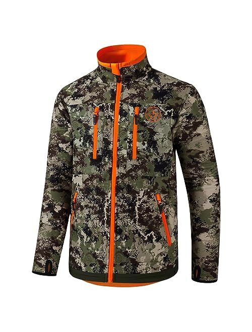 BASSDASH Mens Reversible Insulated Hunting Jacket Lightweight Silent Water Resistant Windproof Camo Fishing Winter Coat