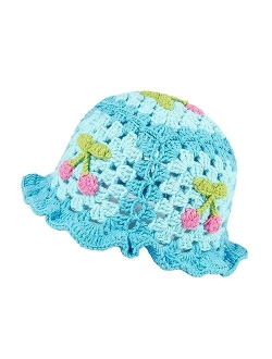 Kozinu Crochet Bucket Hat for Women Knit Beanies Cap Handmade Foldable Floppy Beach Hat Fashion Cute Striped Floral Fishing Hat