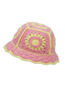 JiaTL WeyJia Crochet Bucket Hat for Women Knit Handmade Foldable Floppy Beach Hat Fashion Cute Comfy and Casual