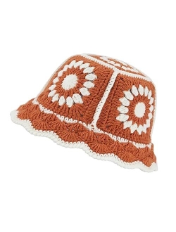 JiaTL WeyJia Crochet Bucket Hat for Women Knit Handmade Foldable Floppy Beach Hat Fashion Cute Comfy and Casual