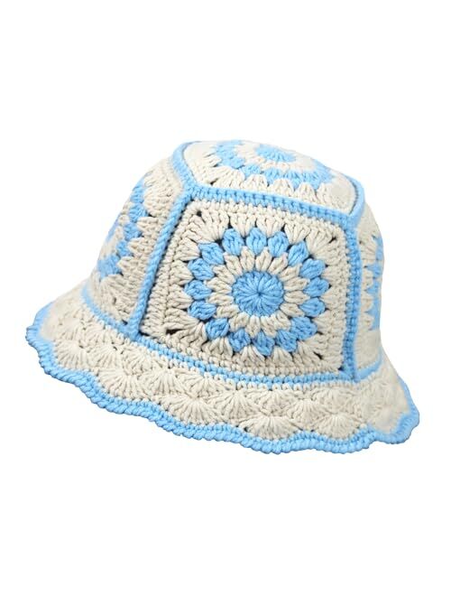 JiaTL WeyJia Crochet Bucket Hat for Women Knit Handmade Foldable Floppy Beach Hat Fashion Cute Comfy and Casual