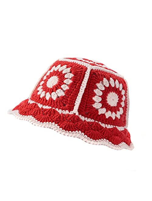 JiaTL WeyJia Crochet Bucket Hat for Women Knit Handmade Foldable Floppy Beach Hat Fashion Cute Comfy and Casual