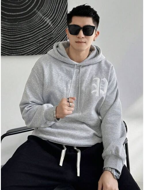 DAZY Men'S Hoodie With Kangaroo Pocket And Letter Print