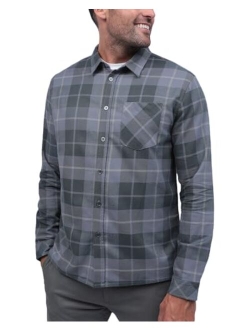 INTO THE AM Men's Long Sleeve Flannel Shirts - Casual Button Down Regular Fit S - 4XL