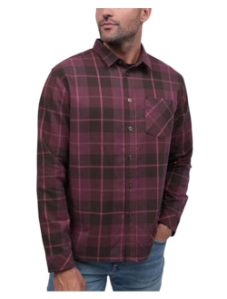 INTO THE AM Men's Long Sleeve Flannel Shirts - Casual Button Down Regular Fit S - 4XL