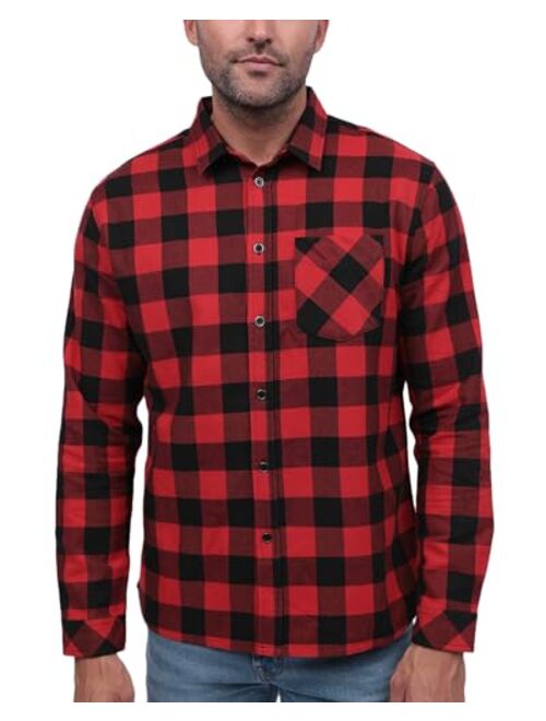 INTO THE AM Men's Long Sleeve Flannel Shirts - Casual Button Down Regular Fit S - 4XL