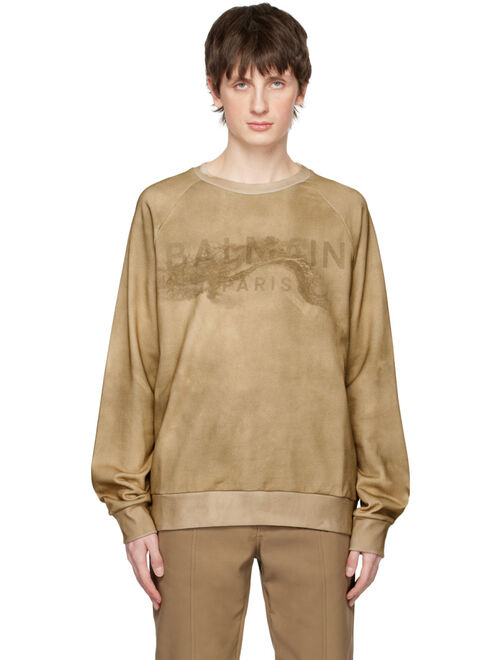 BALMAIN Beige Printed Sweatshirt