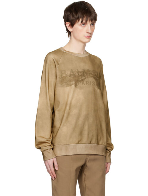 BALMAIN Beige Printed Sweatshirt