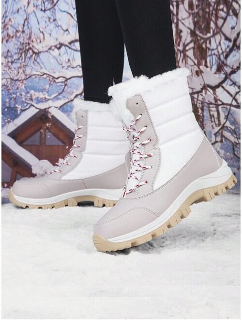 Shein New Arrival Thickened WomenS High-Top Black Anti-Slip Snow Boots For Outdoor Activities, Hiking, Fashionable Sports Shoes Or Couples Travel Shoes For Men And Women