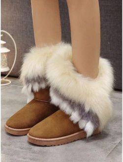 Shein Fashionable Women's warm snow boots with thick soles Winter Casual Plush Fur boots