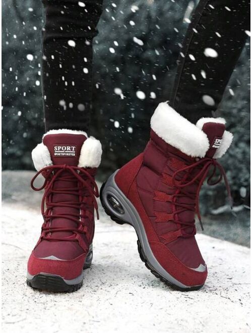 Shein Women's Mid-calf Snow Boots With Warm Plush Lining, Thickened And Anti-slip, Suitable For Northern Snowy Areas And Outdoor Skiing Activities