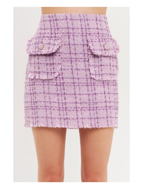 ENDLESS ROSE Women's Tonal Boucle Tweed Skirt