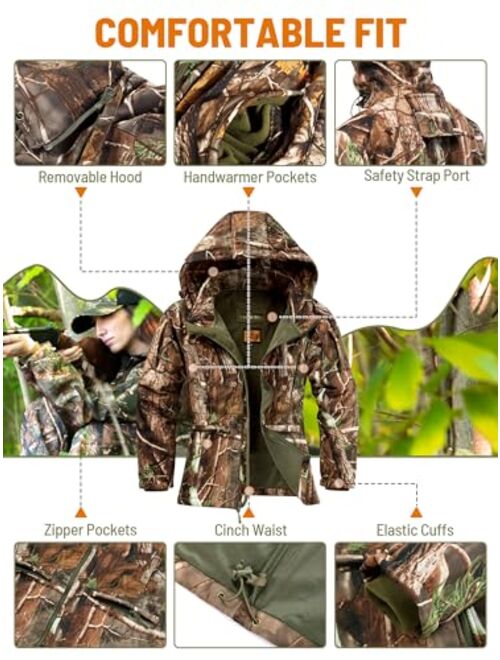 NEW VIEW Womens Hunting Clothes, Upgraded Ultra-Quiet Water Resistant Camo Hunting Jacket for Duck Waterfowl Deer Hunting