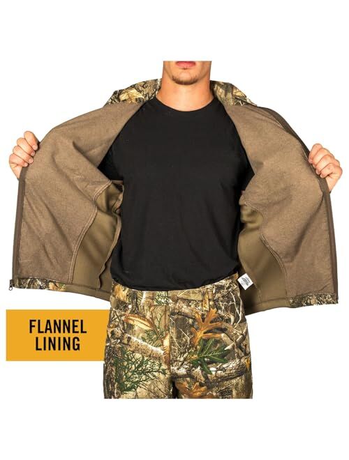 HOT SHOT Mens Flannel Lined Camo Hunting Jacket Camouflage Outdoor Jacket for Men