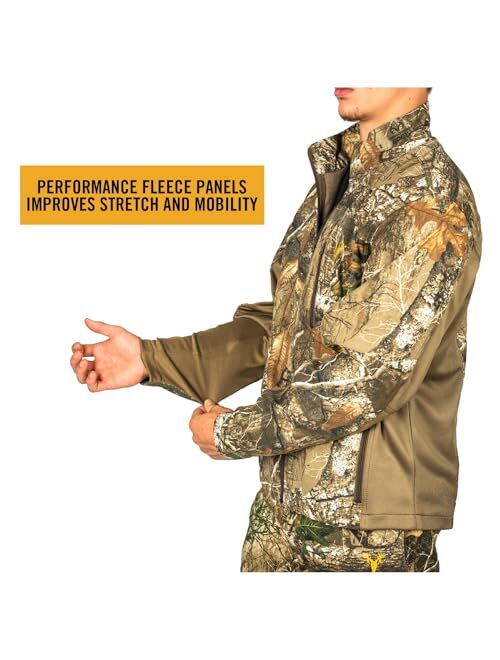 HOT SHOT Mens Flannel Lined Camo Hunting Jacket Camouflage Outdoor Jacket for Men