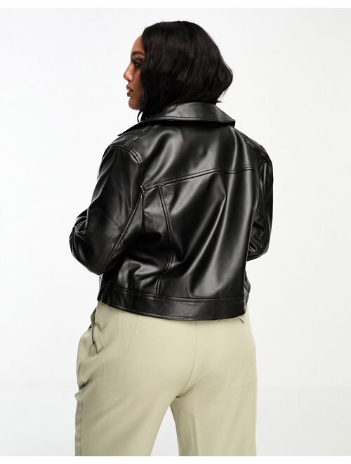 ASOS Curve ASOS DESIGN Curve ultimate faux leather biker jacket in black