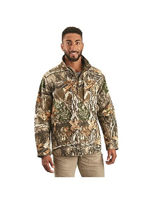 Guide Gear Men's Stretch Canvas Camo Hunting Jacket Hunt Outerwear Hunting Gear Apparel Clothing