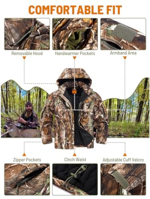 NEW VIEW Thick Hunting Jacket Cold Weather Camo Hunting Coat, Insulated Hunting Clothes for Men