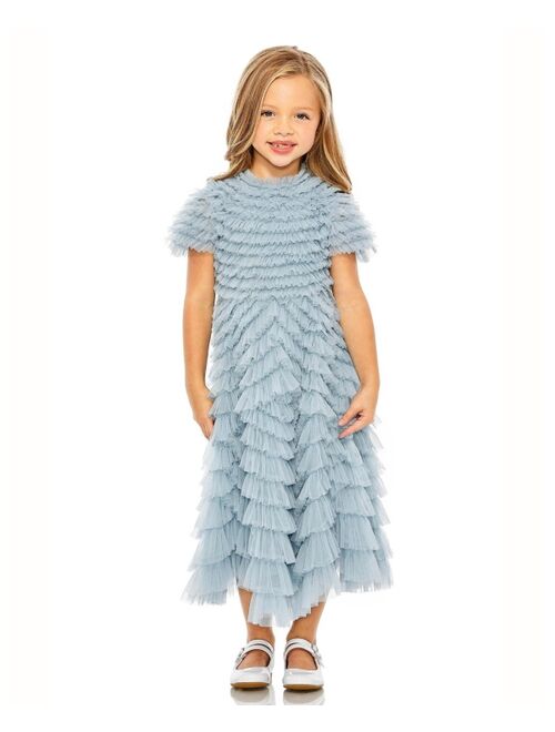 MAC DUGGAL Little Girls Ruffle Tiered Short Sleeve A Line Dress