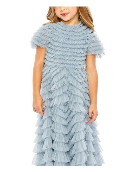 MAC DUGGAL Little Girls Ruffle Tiered Short Sleeve A Line Dress