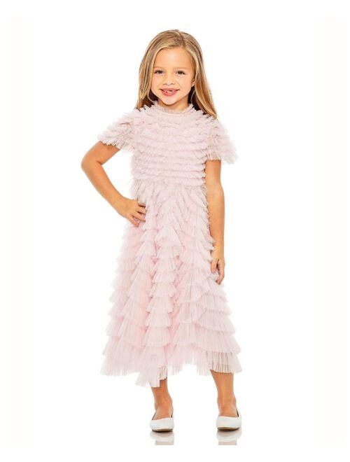 MAC DUGGAL Little Girls Ruffle Tiered Short Sleeve A Line Dress