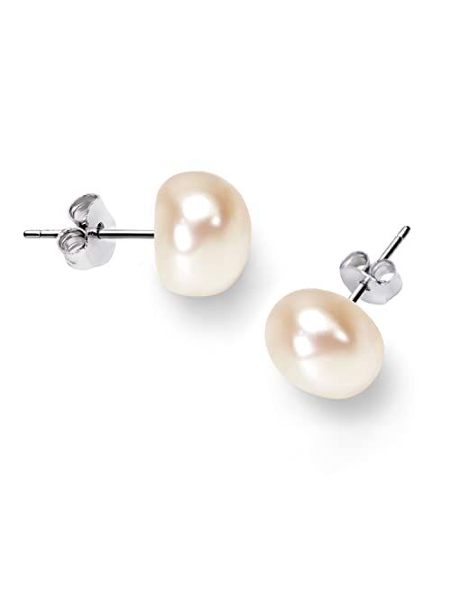 BURLAP LIFE 2023 New Freshwater Real Pearl Stud Earrings Quality Pearl Earrings for Women