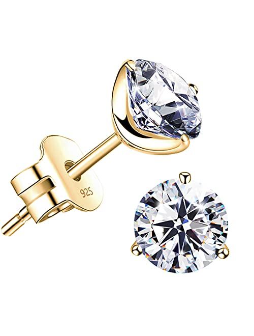 Raneecoco "STUNNING FLAME" 18K Gold Plated Silver Brilliant Cut Simulated Diamond Cubic Zirconia Stud Earrings