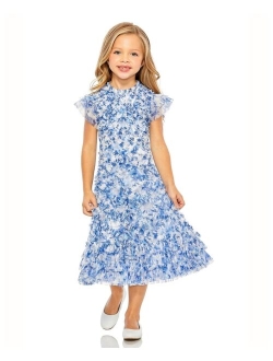 Big Girls High Neck Ruffle Tiered Midi Dress