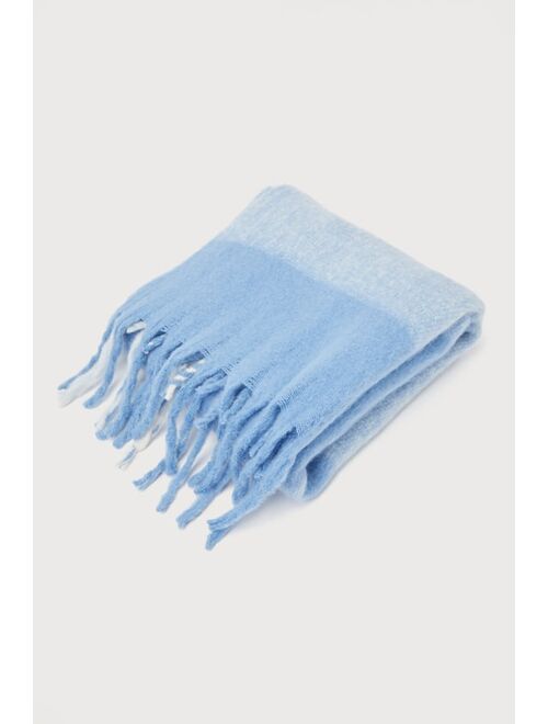 Shiraleah Sparrow Blue Plaid Fringe Oversized Scarf