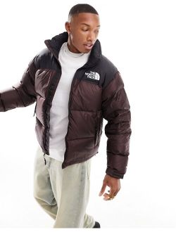 1996 Nuptse down puffer jacket in brown and black