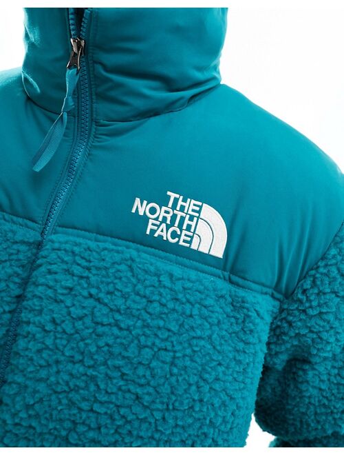 The North Face Nuptse high pile down puffer jacket in harbor blue