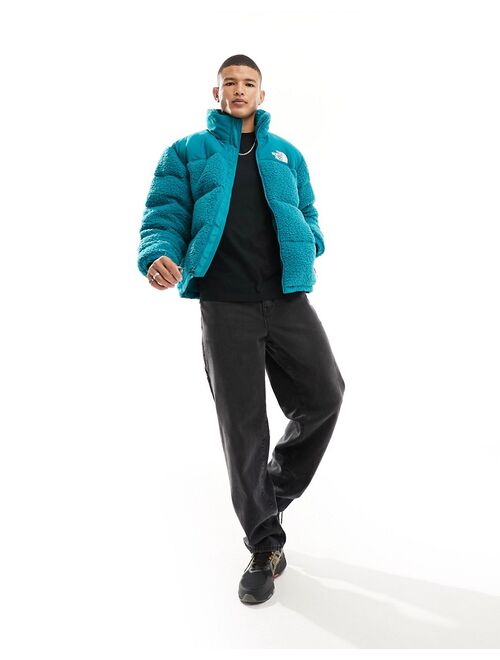 The North Face Nuptse high pile down puffer jacket in harbor blue