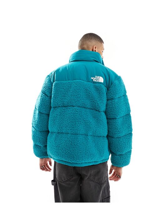 The North Face Nuptse high pile down puffer jacket in harbor blue