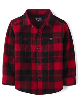 Baby Boys' and Toddler Long Sleeve Plaid Flannel Button Up Shirt