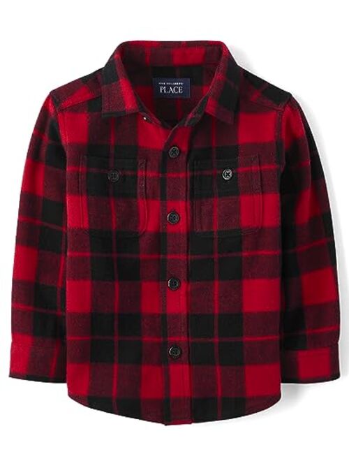 The Children's Place Baby Boys' and Toddler Long Sleeve Plaid Flannel Button Up Shirt