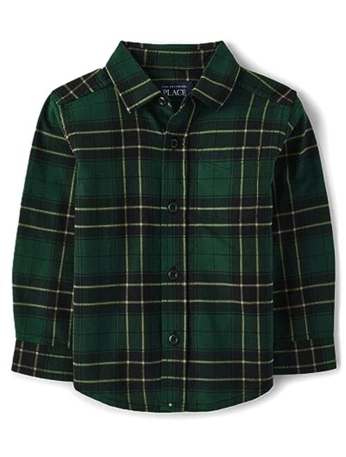 The Children's Place Baby Boys' and Toddler Long Sleeve Plaid Flannel Button Up Shirt