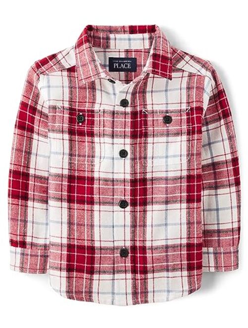 The Children's Place Baby Boys' and Toddler Long Sleeve Plaid Flannel Button Up Shirt