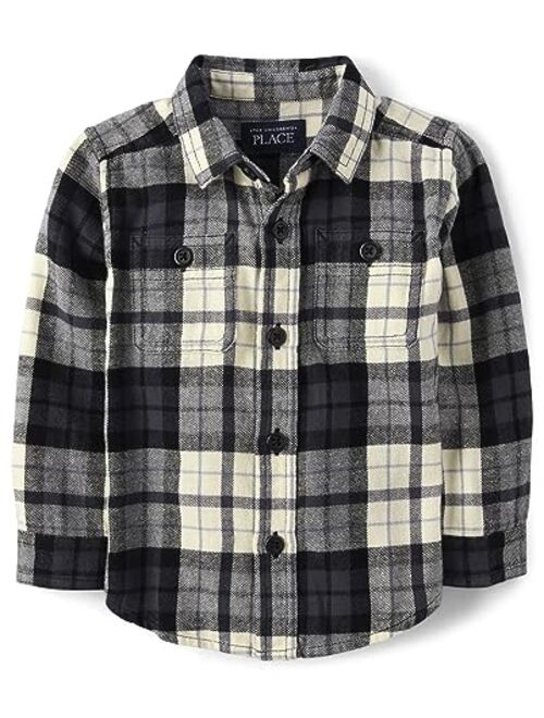 The Children's Place Baby Boys' and Toddler Long Sleeve Plaid Flannel Button Up Shirt