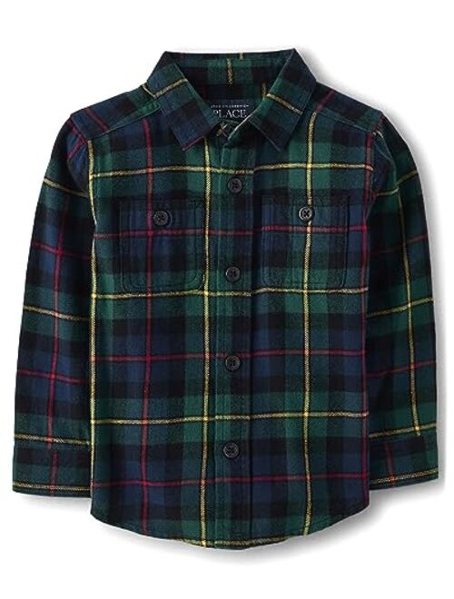 The Children's Place Baby Boys' and Toddler Long Sleeve Plaid Flannel Button Up Shirt