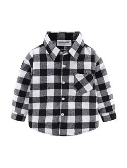 Mud Kingdom Boys Plaid Flannel Shirt Long Sleeve Button Down Casual