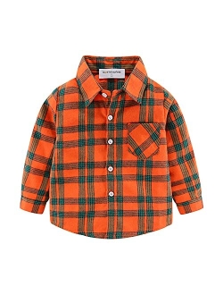 Mud Kingdom Boys Plaid Flannel Shirt Long Sleeve Button Down Casual