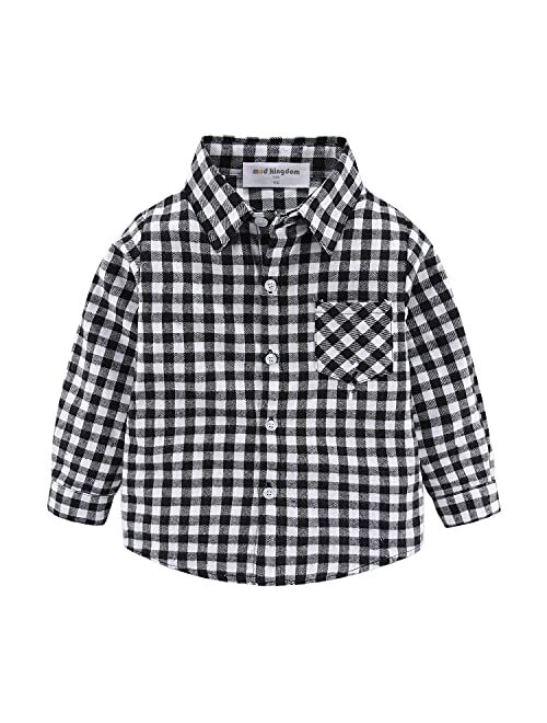 Mud Kingdom Boys Plaid Flannel Shirt Long Sleeve Button Down Casual