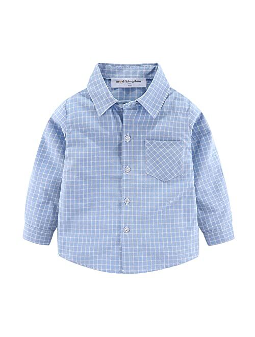 Mud Kingdom Boys Plaid Flannel Shirt Long Sleeve Button Down Casual