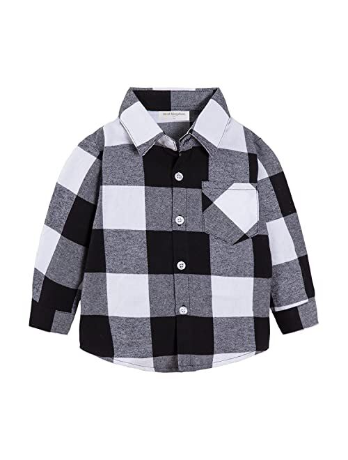 Mud Kingdom Boys Plaid Flannel Shirt Long Sleeve Button Down Casual