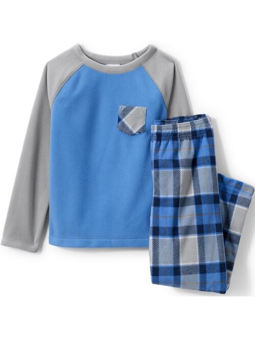 LANDS' END Kids Girls Long Sleeve Pocket Fleece Pajama Set