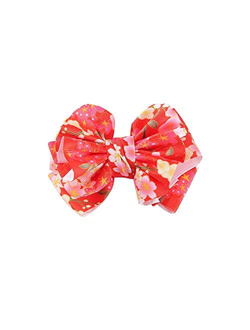 Generic Toddler Baby Girls Floral Prints Hair Clip Bowknot Hairpin Headwear Toddler Trucker Hats