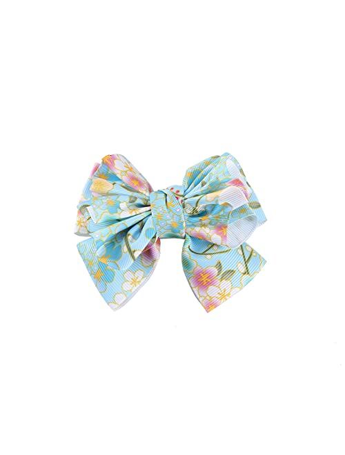 Generic Toddler Baby Girls Floral Prints Hair Clip Bowknot Hairpin Headwear Toddler Trucker Hats