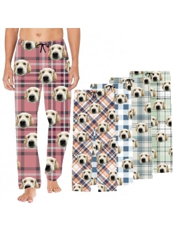 Liubai Custom Face Pajama Bottoms for Men Women Dog Face Pants Personalized Pajamas Couple Pj Trousers Gifts for Him Her